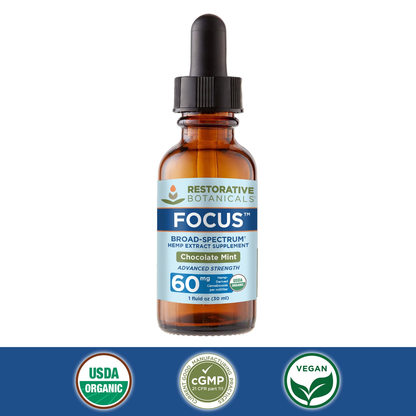 FOCUS™ Broad Spectrum CBD Hemp Oil Supplement - THC-Free