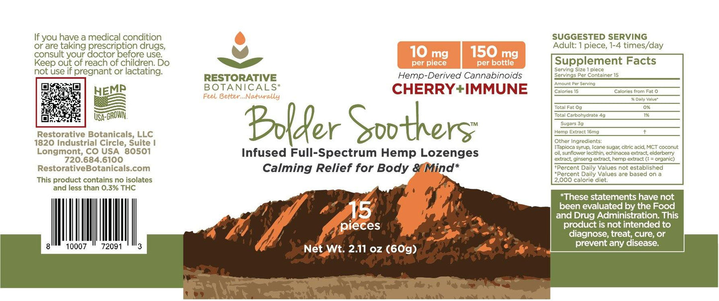 Bolder Soothers™ Hemp Lozenges 15ct (10 mg/pc) - Restorative Botanicals