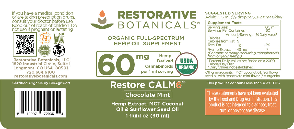 Restore CALM6™ CBD Hemp Oil Supplement