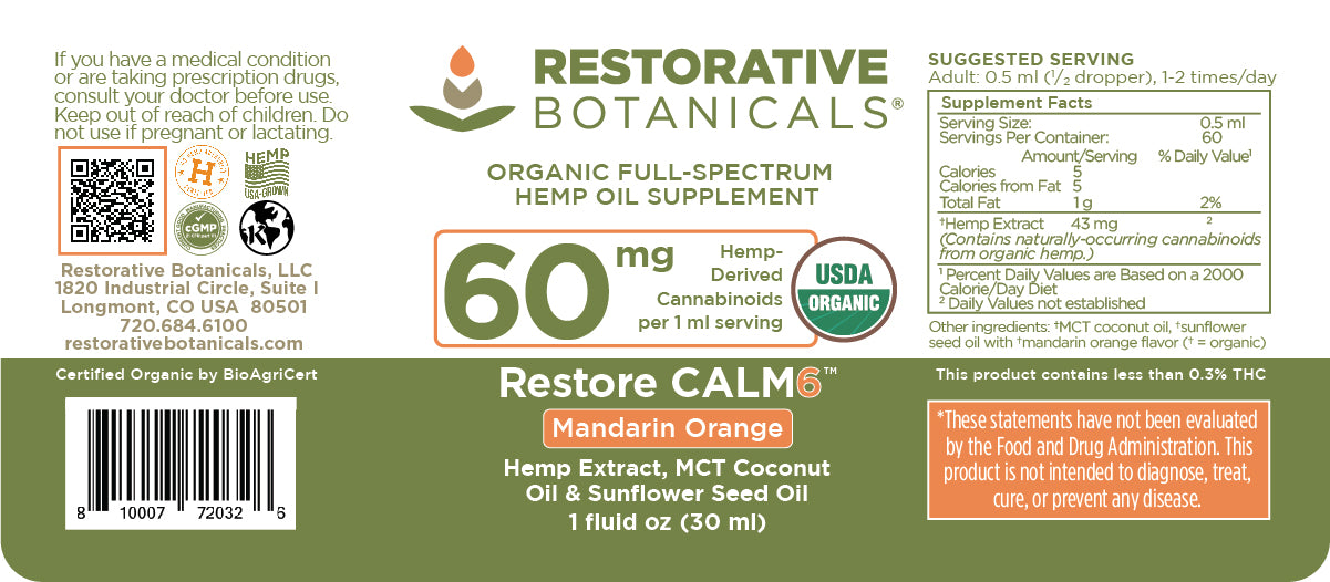 Restore CALM6™ CBD Hemp Oil Supplement
