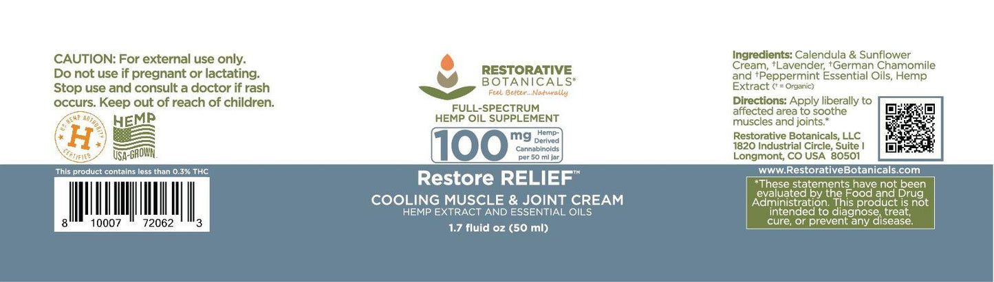 Restore Relief™ Muscle & Joint Cream - Restorative Botanicals