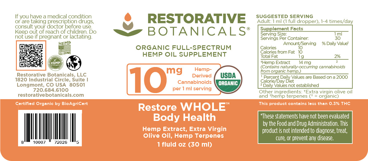 Restore WHOLE Body Health™ CBD Hemp Supplement